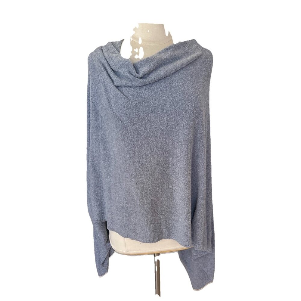 Barefoot Dreams Cozy Chic Lite Poncho OS Womens Blue Soft Comfort Loungewear
